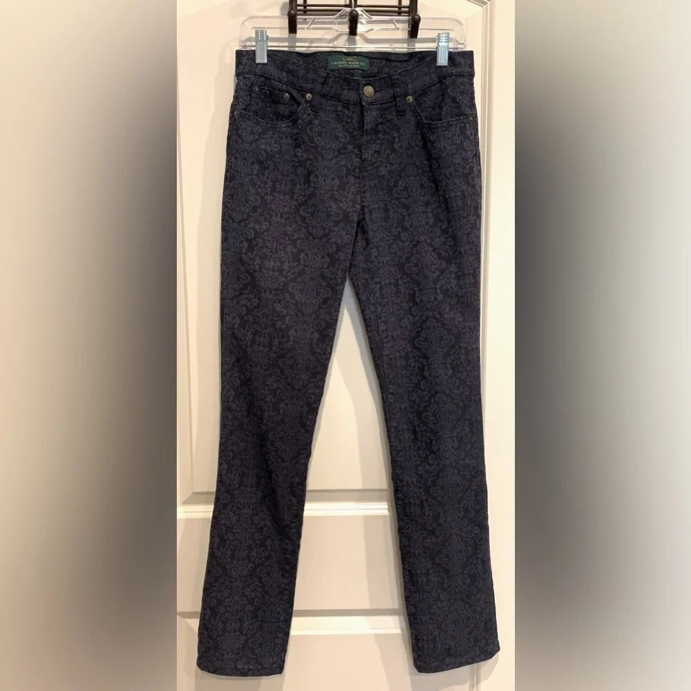 LRL Lauren Jeans Co Jacquard Blue Jeans Pants Women’s Size 4 Modern Straight